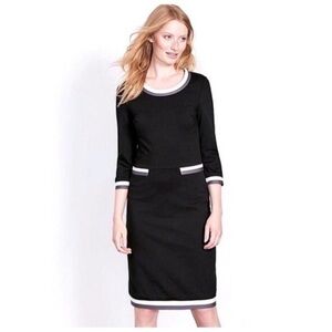 Boden Gloria Ponte Knit Sheath Dress Black 3/4 Sleeve Size 12 (12L)